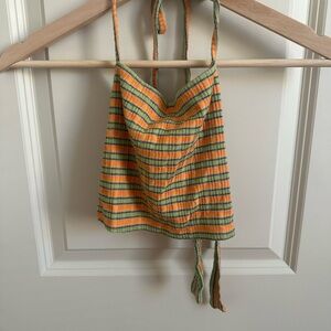 Striped Orange and Green Crop Top